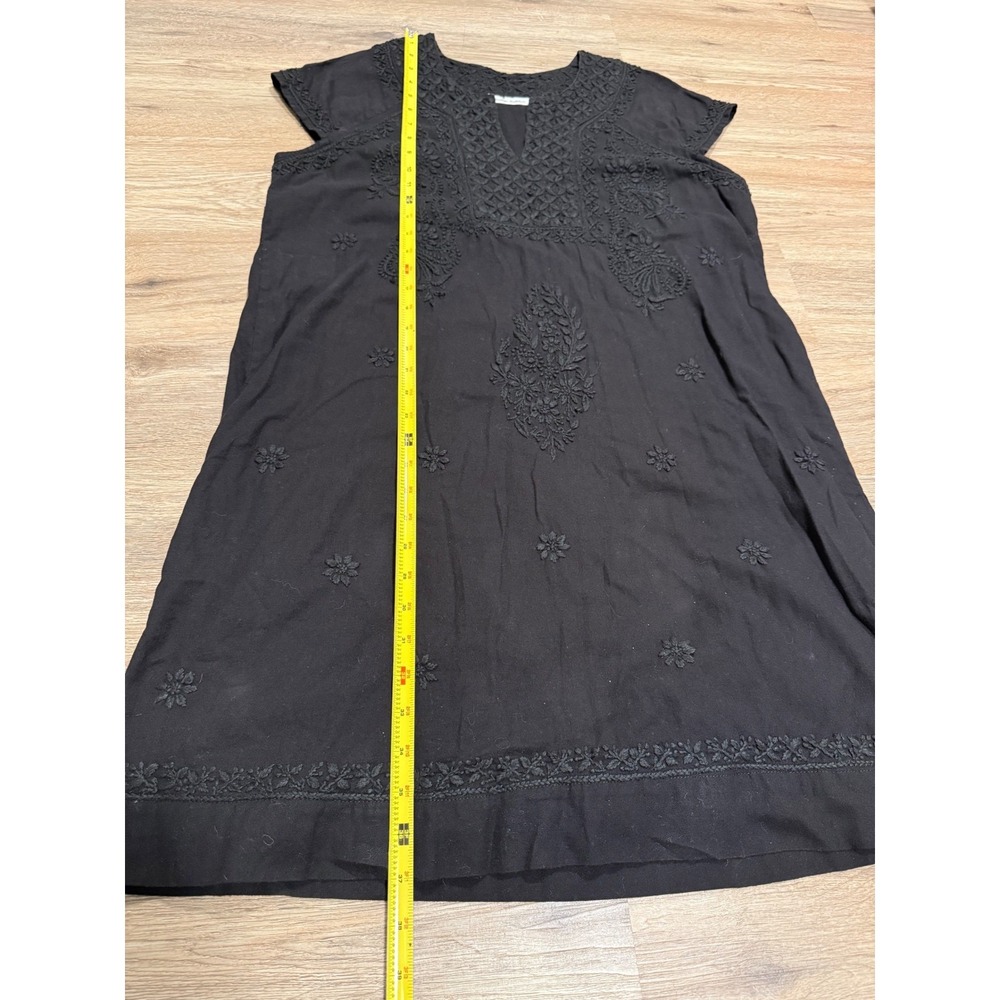 Roller Rabbit Black Embroidered Cotton Shift Dress Womens Large Boho lined - Picture 8 of 9